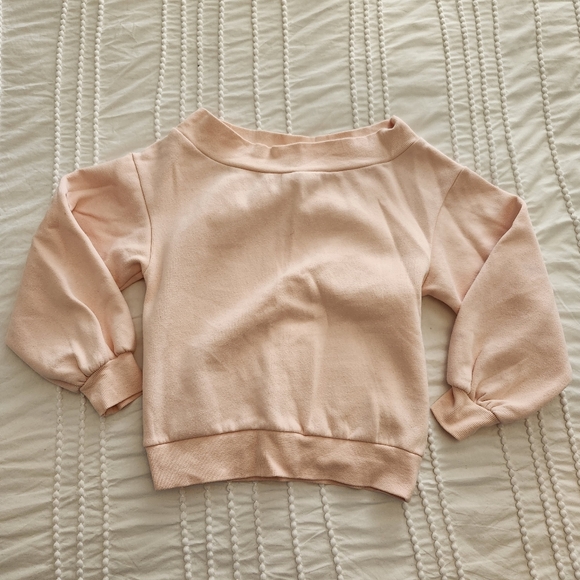 🩷 Y2K BALLETCORE BABH PINK OFF SLEEVE PULLOVER SWEATER - Picture 2 of 2